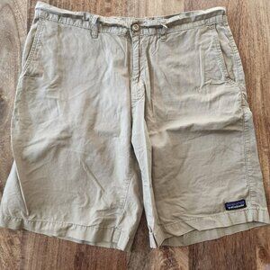 Patagonia Shorts Mens 34 Khaki All Wear Hemp Organic Cotton Chino Flat Front